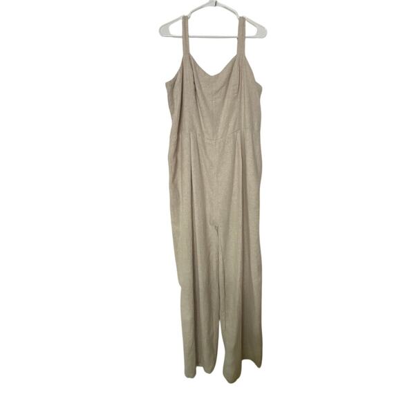 Old Navy Pants - Old Navy Linen Blend Cami Fit and Flare Jumper Jumpsuit Size XXL Tan